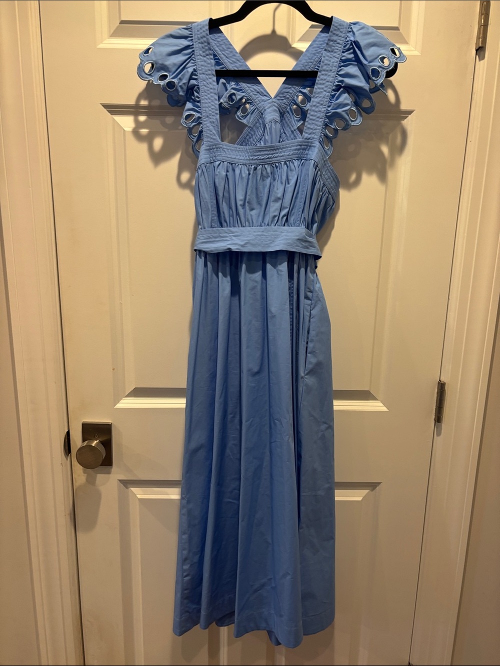 En Saison Sky-Blue Eyelet Ruffle Strap Dress - Picture 3 of 3